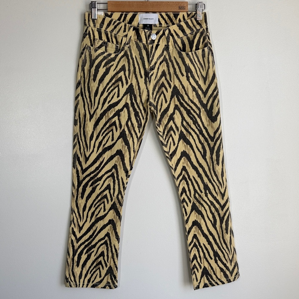 Current/Elliott The Ruby Cropped Zebra-print Low-rise Slim-leg Jeans – Size 25